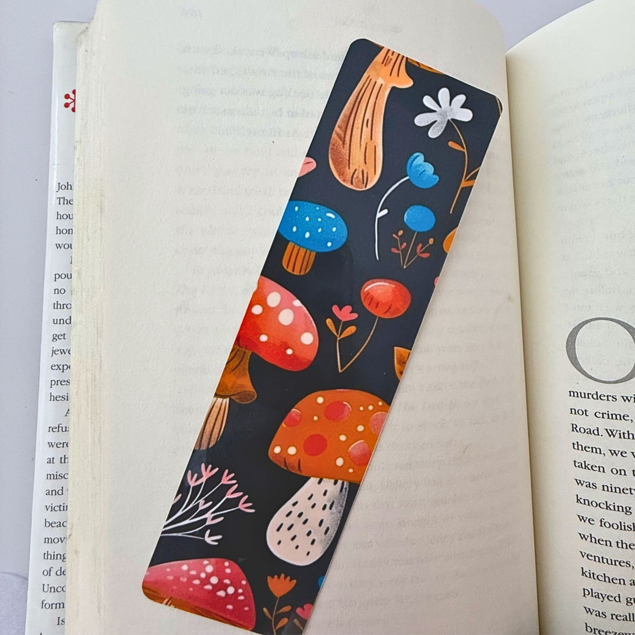 Double-Sided Mushroom Bookmark for Book Lovers | Handmade Laminated Bookmark