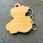 Back of I love my pitbull keychain on a dark surface