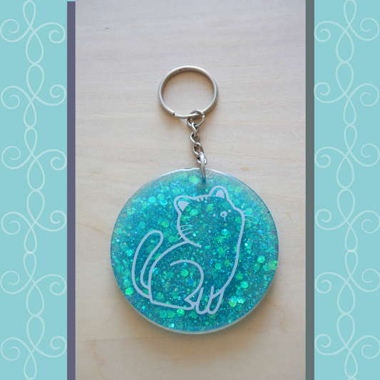 Cat Glitter Keychain