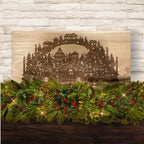Engraved Christmas Scene Wood Sign | Rustic Holiday Wall Décor