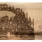 Engraved Christmas Scene Wood Sign | Rustic Holiday Wall Décor