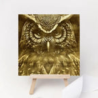 Wooden owl engraving on a white background