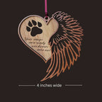 paw heart memorial with size bar 4"on a dark brown background
