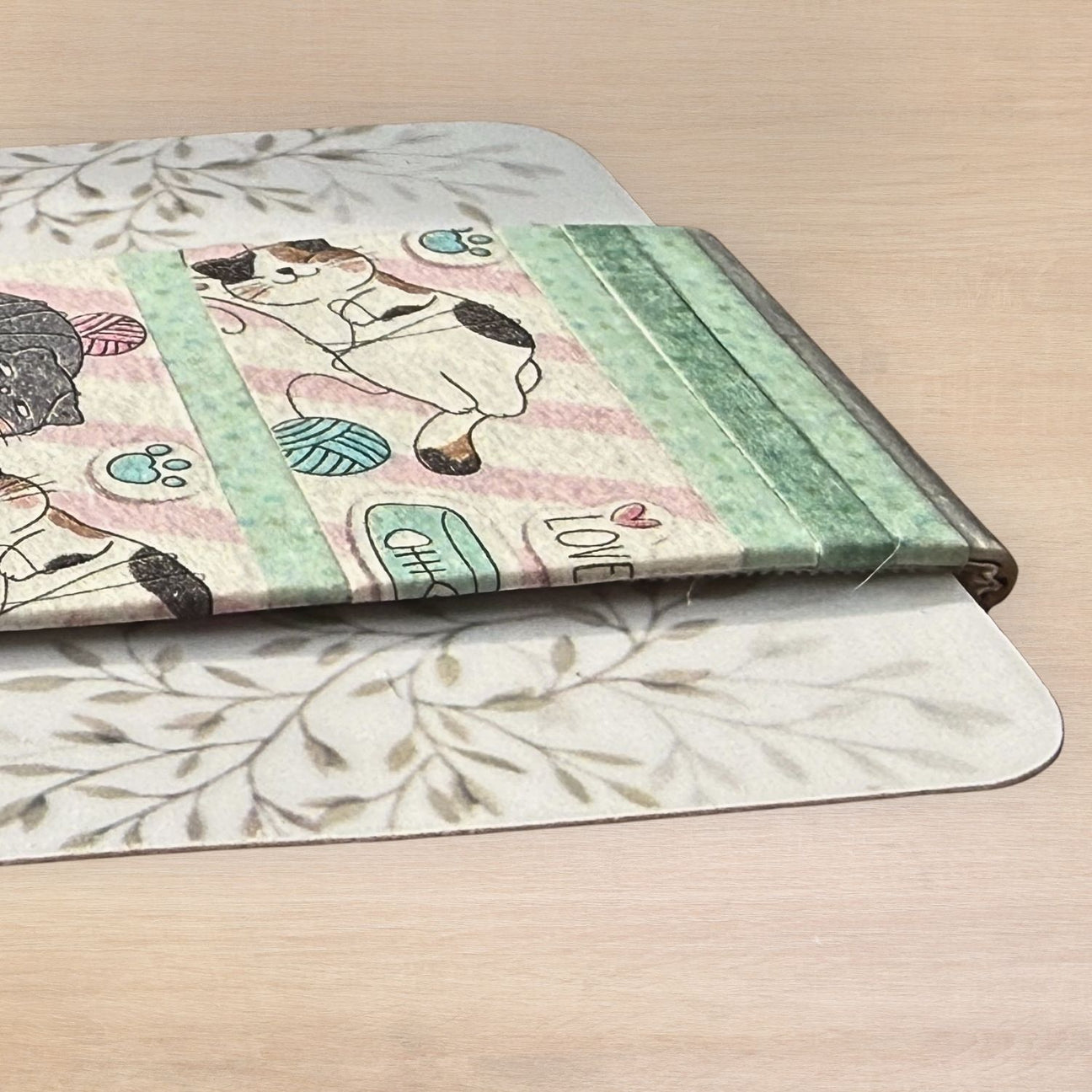 Cat Magnetic Bookmark – Pink & Green, Handmade Eco-Friendly Page Marker